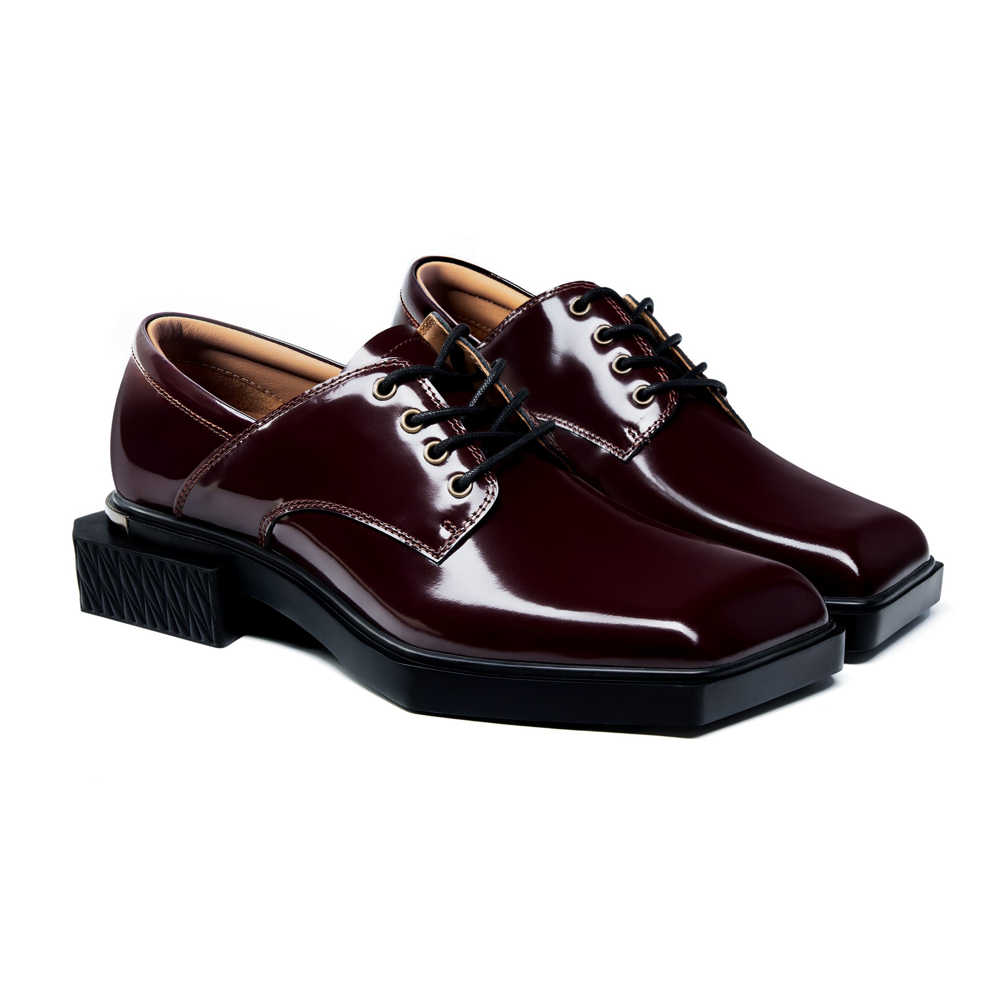 ADIEU BEING Leather Shoes in MAROON TILE