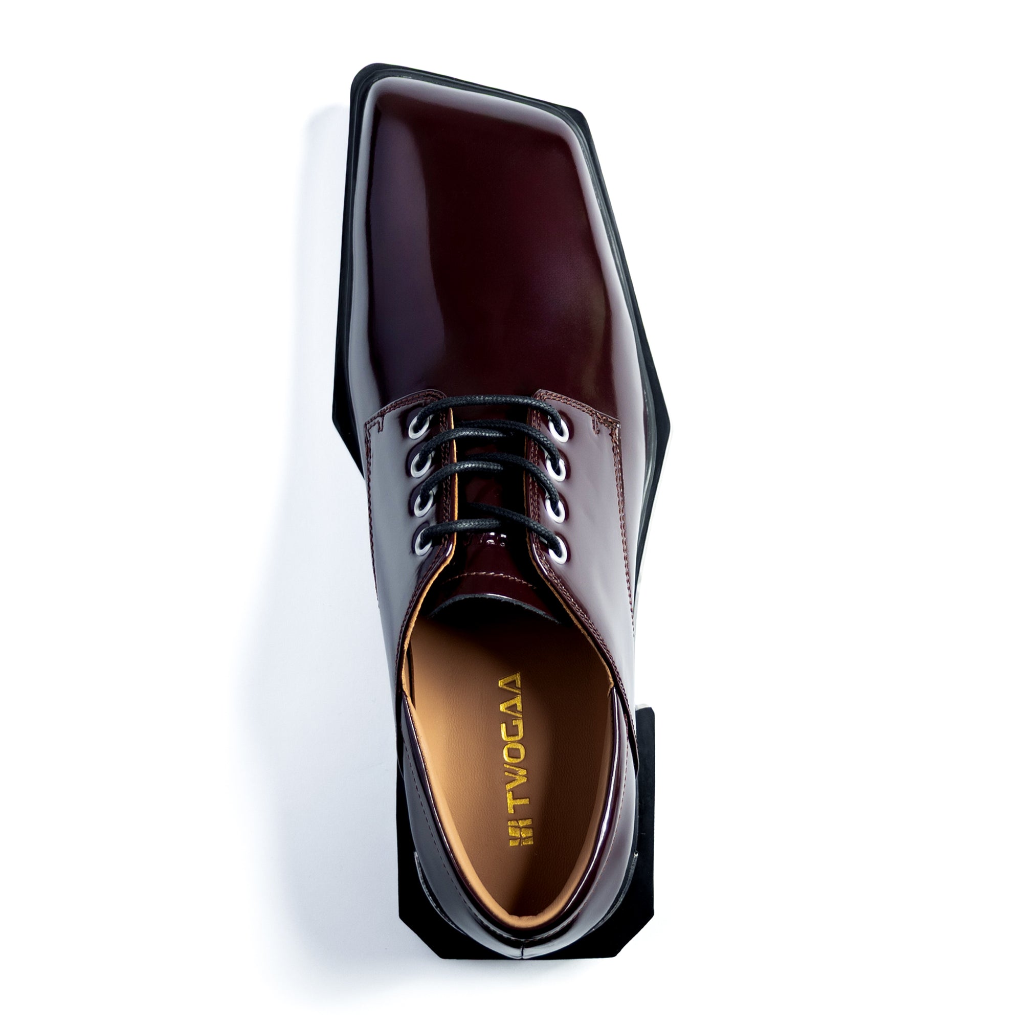 ADIEU BEING Leather Shoes in MAROON TILE