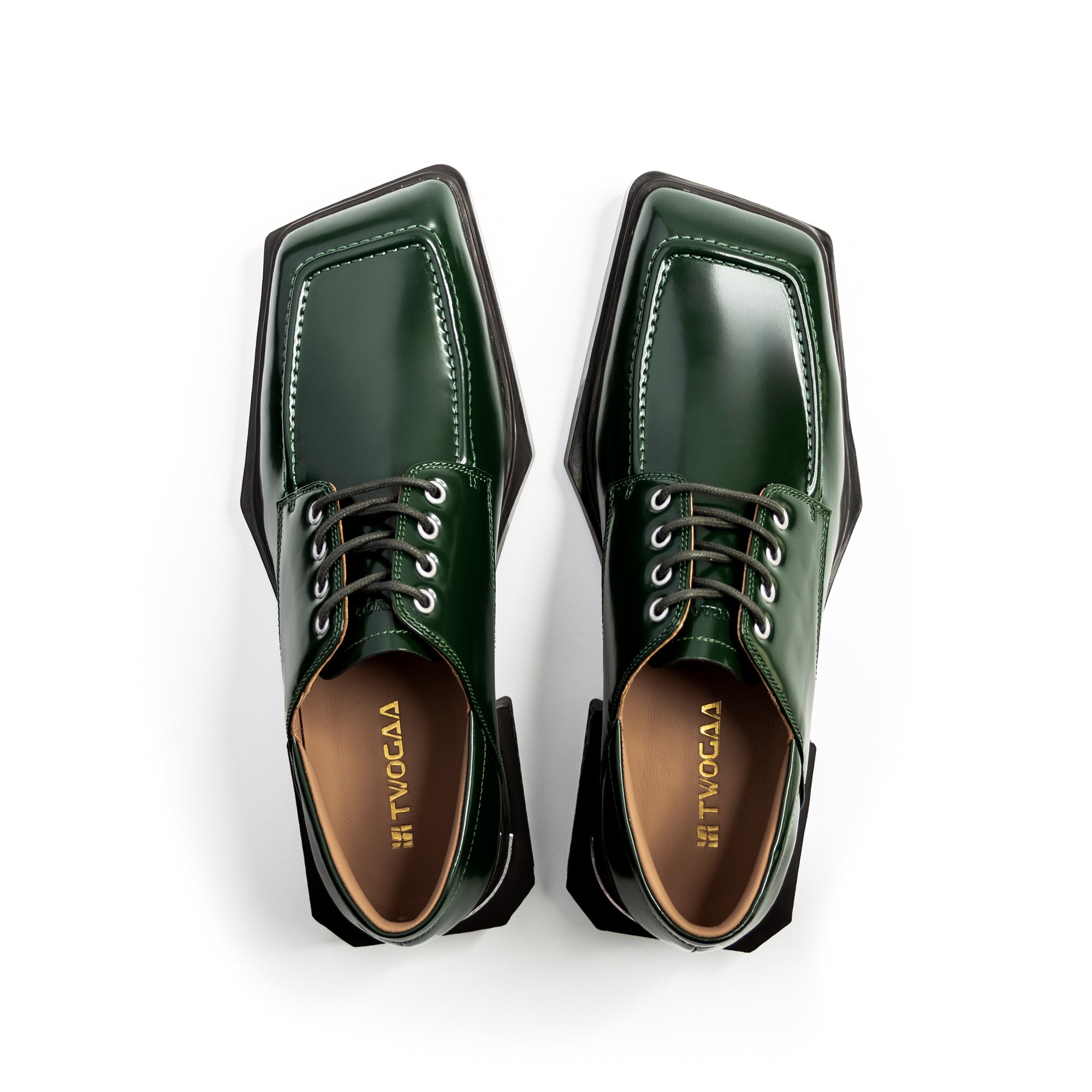 ADIEU BEING Leather Shoes in MOSS